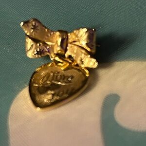 Gold Heart Pendant with Bow